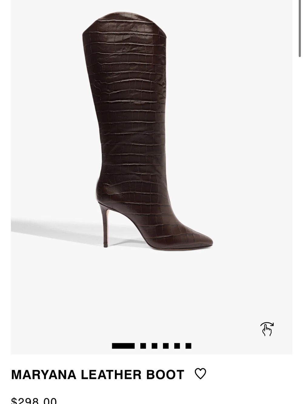 SCHUTZ Maryana Croc-Embossed Knee Boot in Dark Brown